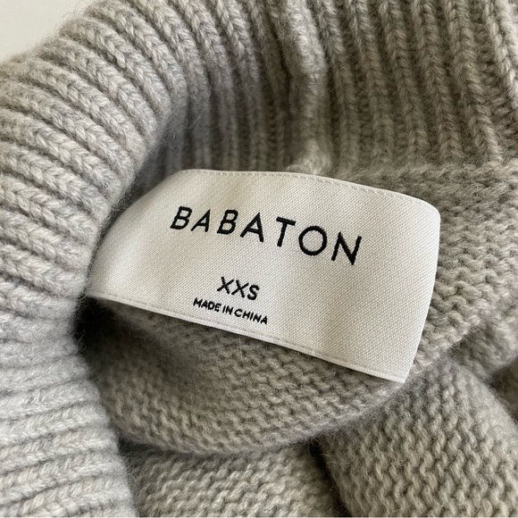Aritzia Babaton Nicolas Wool Cashmere Longline Turtleneck Sweater Light Grey - Picture 7 of 12